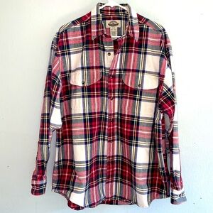 VTG Eddie Bauer‎ Holiday Flannel Plaid Button Shirt Long Sleeve Heavy Men L